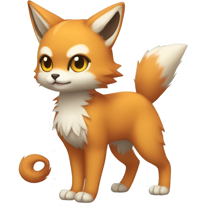 a chibi-style cat-fox-Fakémon-hybrid full body emoji