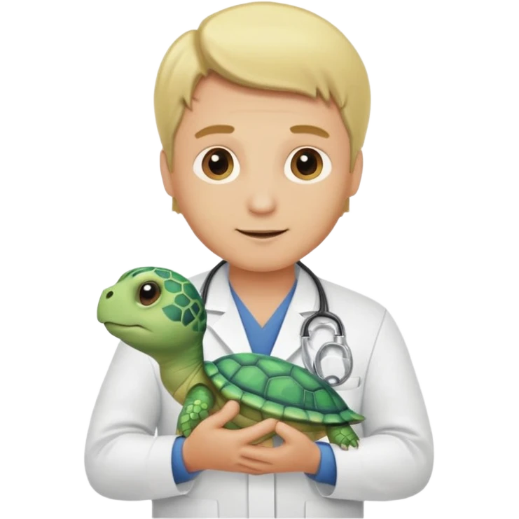 blonde man veterinarian with baby turtle emoji