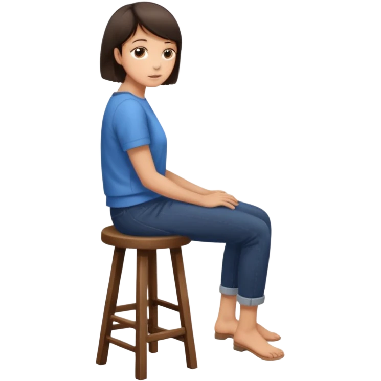 a person sitting on stool with full back head turn

 emoji