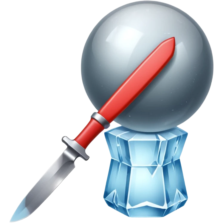 The knife is only visible from above, its tip showing from behind the ice ball. emoji
