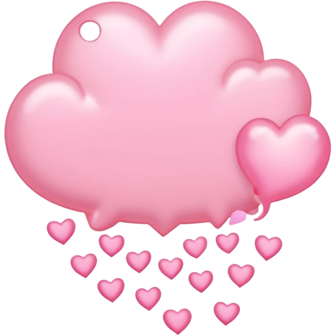 A soft pastel pink thought bubble floating, filled with miniature glowing pink hearts, tiny kiss marks, and sparkles inside  emoji