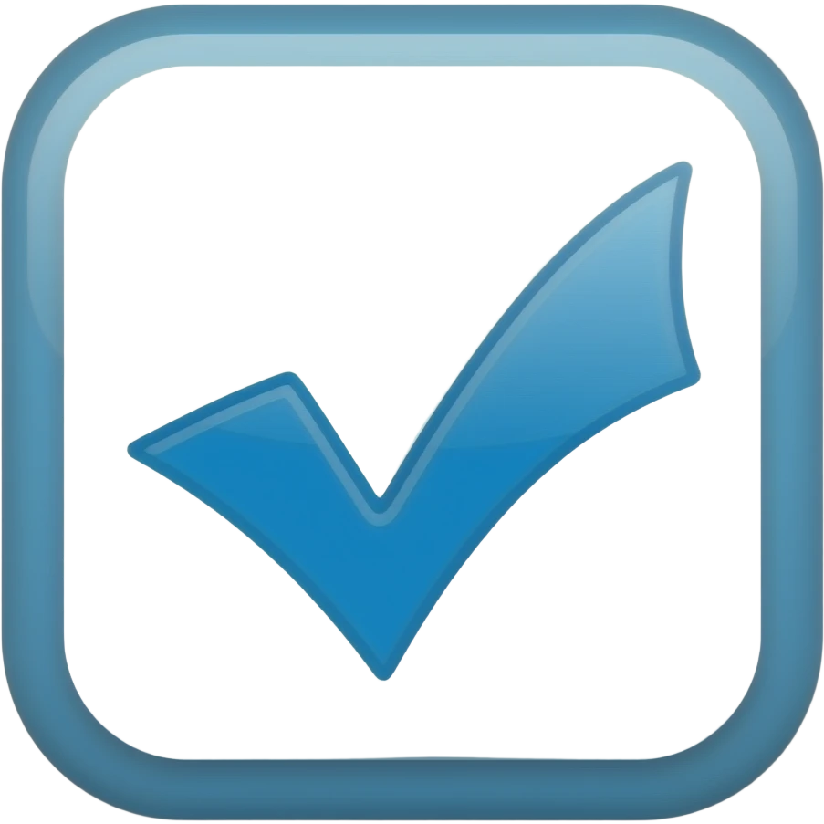 A roblox real check mark from roblox its a square with a checkmark and it’s blue A  A lot blue super blue emoji