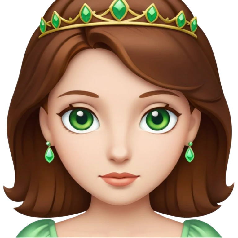 Brown hair green eye princess  emoji