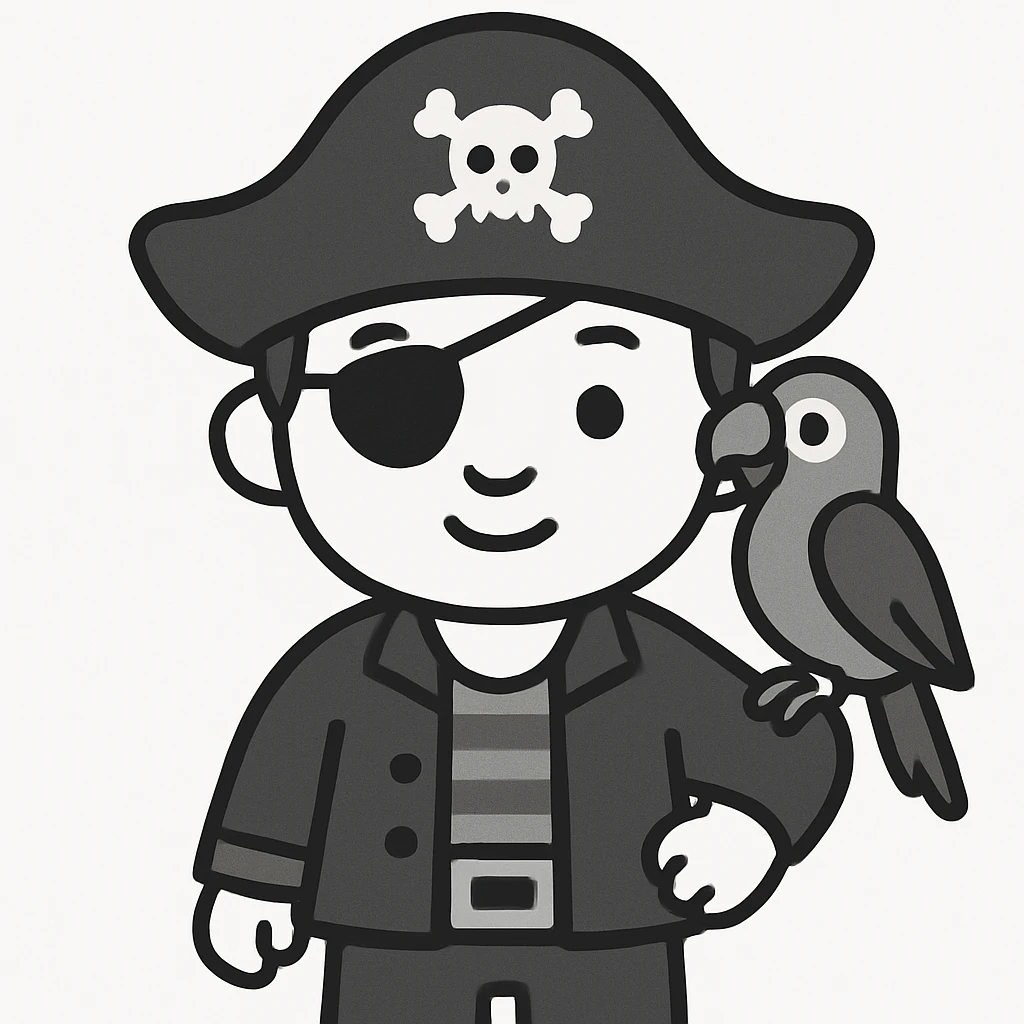 pirate with eye patch and parrot emoji
