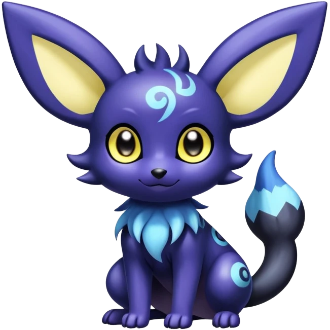 Shiny Cute Adorable Umbreon-Noibat-Meowstic-Hybrid-Creature with pattern-markings emoji