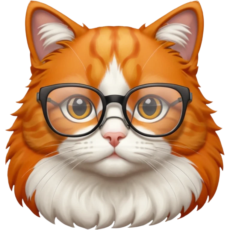 Orange cat wearing nerdy square glasses. emoji