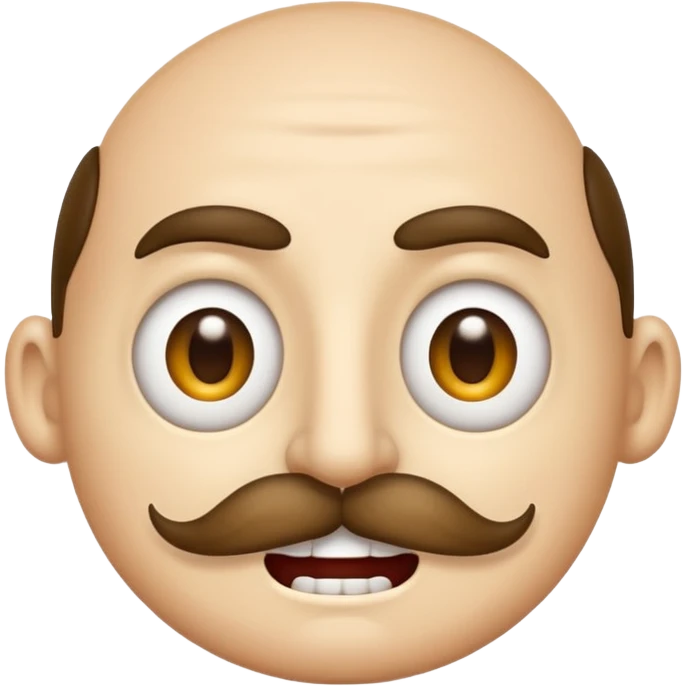 A regular emoji face with Half lidded eyes, large nostrils a moustache and sharp teeth emoji