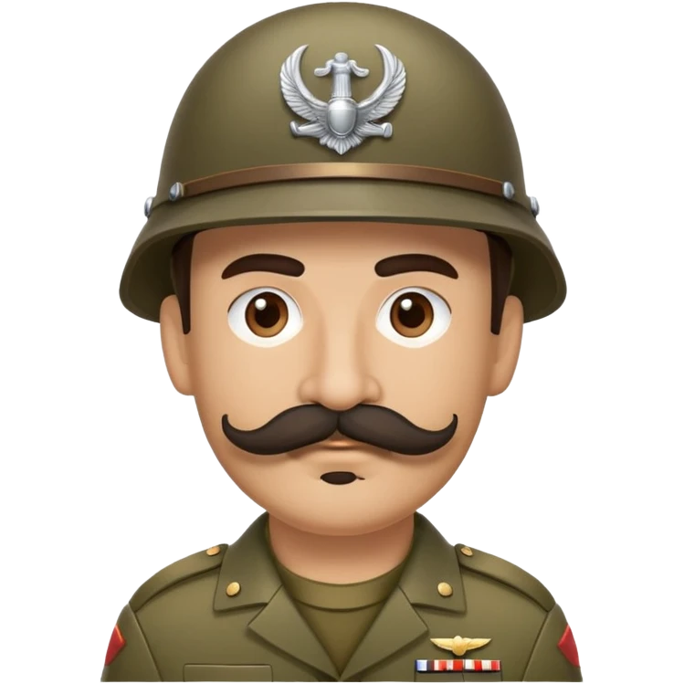 Soldier with thick handlebar mustache wearing a military helmet emoji