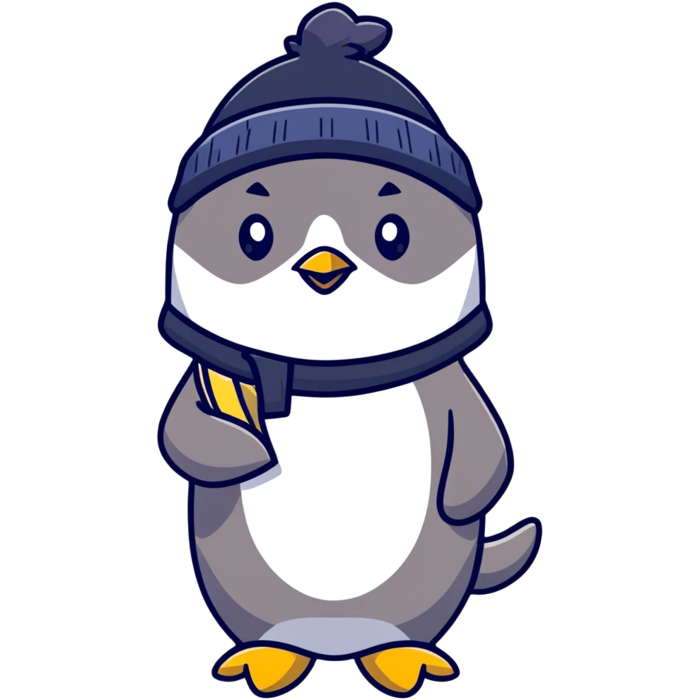 cute dog wearing a penguin-shaped hat emoji