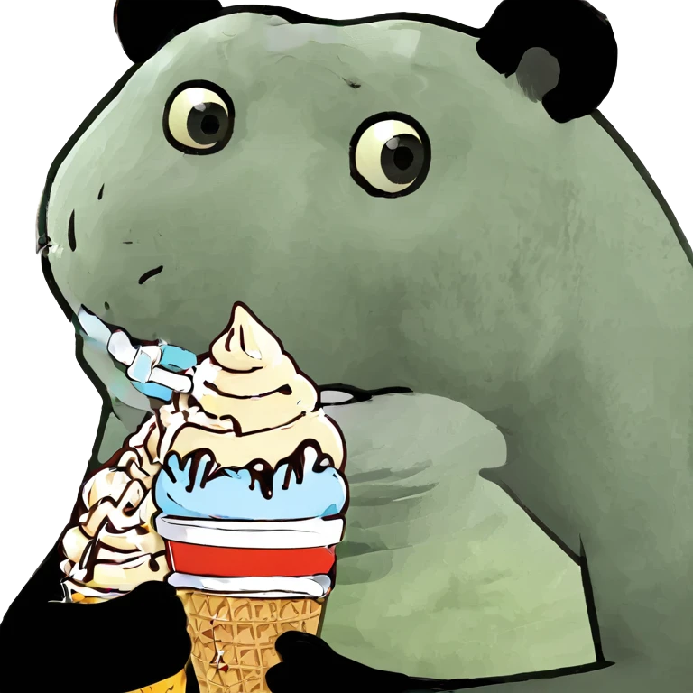 Panda eating ice cream emoji