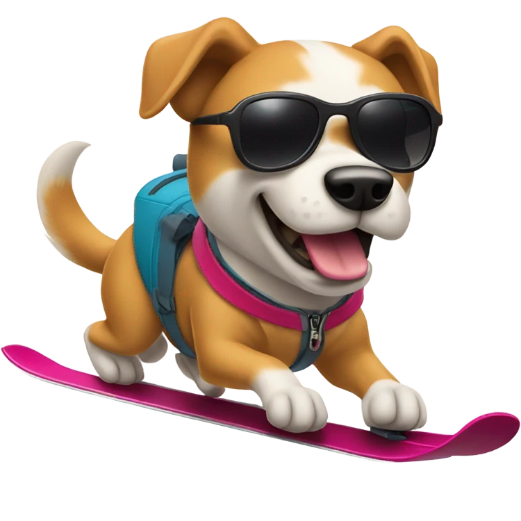 Dog skiing down hill with sunglasses emoji