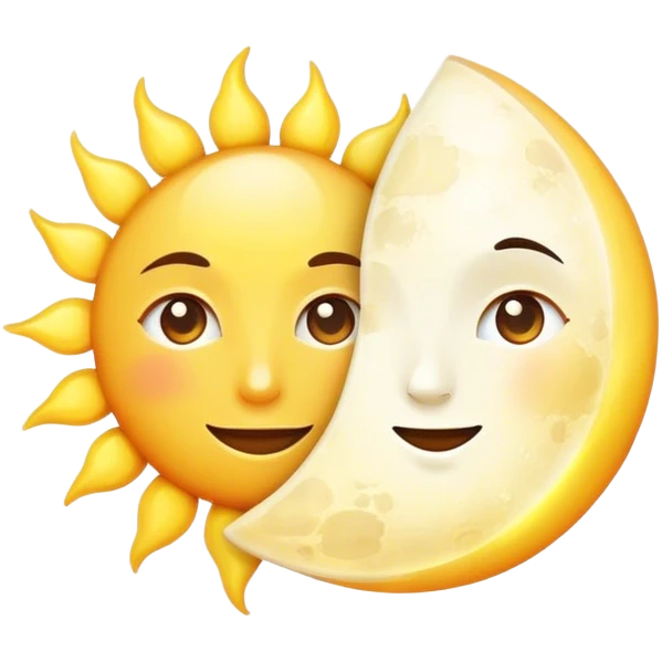 a really bright sun and a moon who shines because of it. the sun is bigger and the moon bright too emoji