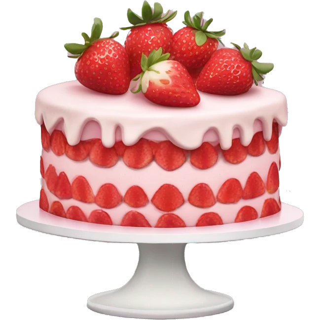Pink strawberries and cream birthday cake  emoji