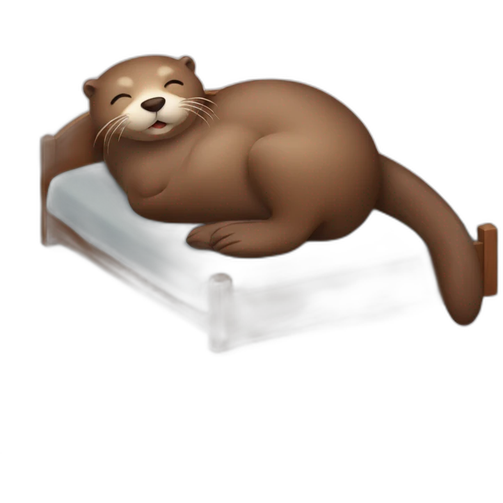 Otter sleeping on the bed emoji