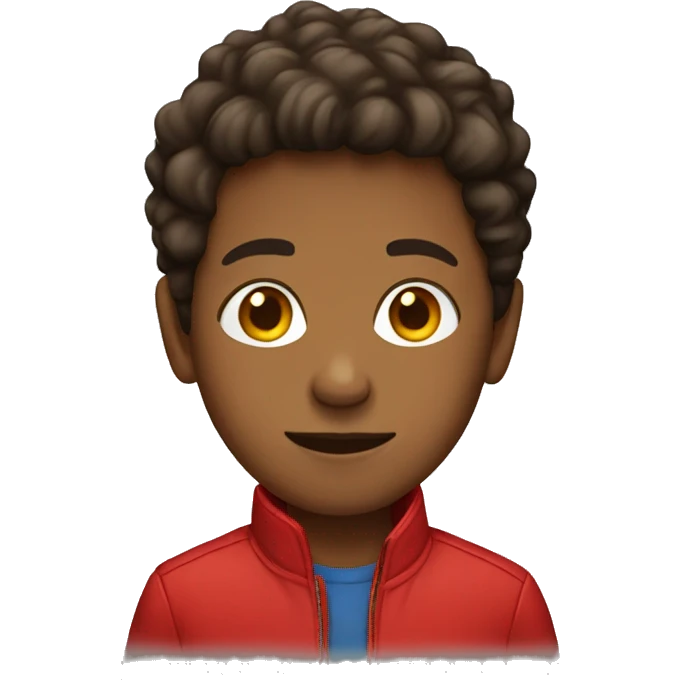 Brown kid wearing a red jacket emoji
