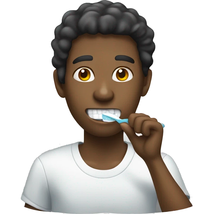 black guy brushing teeth emoji