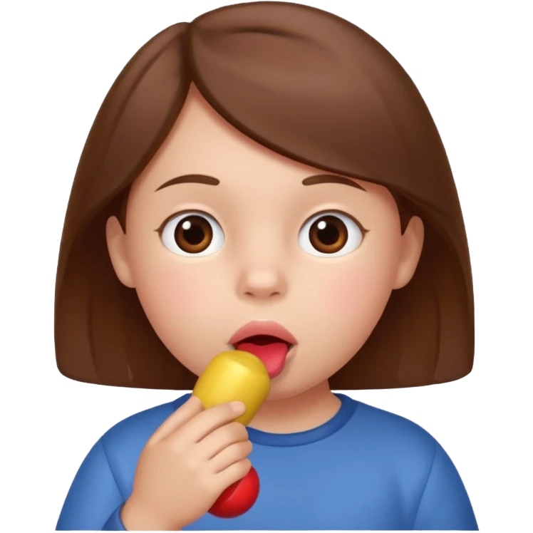 crinça com briquedo na boca emoji