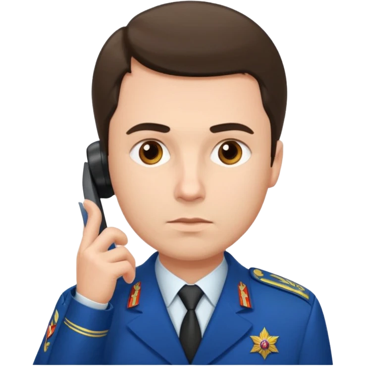 A Russian prosecutor's uniform, a man with a phone looking at something emoji