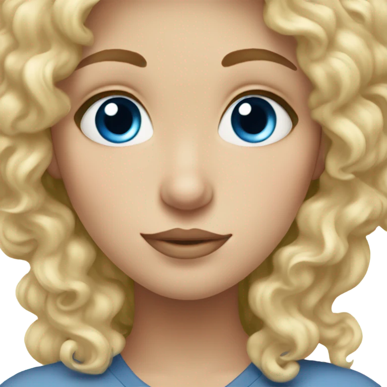 polish White girl (blue eyes and curly blonde hair) with lazy eye emoji