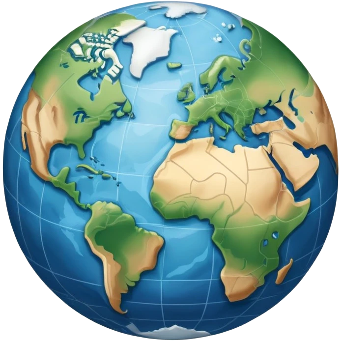 an icon featuring an earth with attitude and longitude lines, a textbook, and a topographic map, symbolizing geography as a science. The design includes a compass, mountain ranges, and rivers, representing the study of Earth's features and landscapes. Transparent background highlights geography. emoji