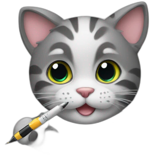 paws cat with a pen emoji
