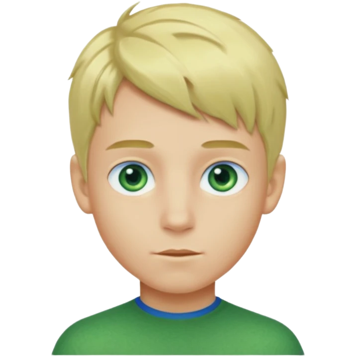 Boy with green skin, blond hair, blue eyes  emoji