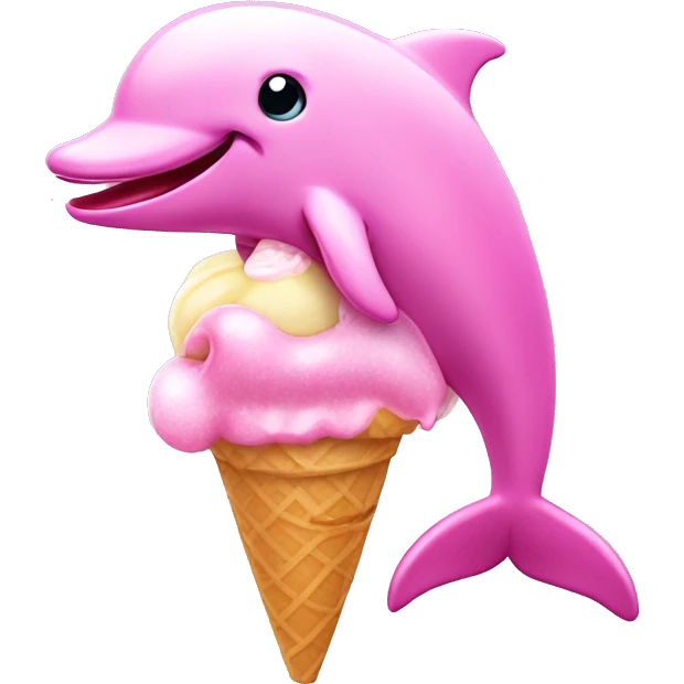 pink sparkly dolphin eating pink ice cream  emoji