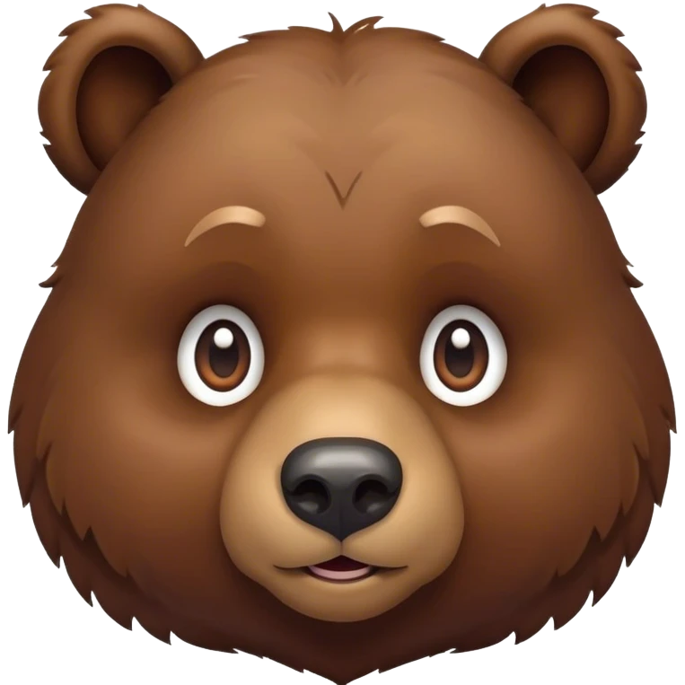 Cinematic Cute Grizzly Bear Portrait Emoji, Head tilted playfully and inquisitively, featuring a dense, rugged deep brown fur with a gentle, curious expression in round, sparkling eyes, Simplified yet irresistibly adorable features, highly detailed, glowing with a warm, friendly glow, high shine, affectionate and surprisingly gentle, stylized with a touch of wild whimsy, bright and endearing, soft glowing outline, capturing the essence of a mischievous yet loving bear, so playful it feels like it could amble out of the screen and into your arms! emoji