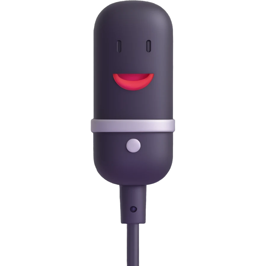 microphone with a happy face emoji