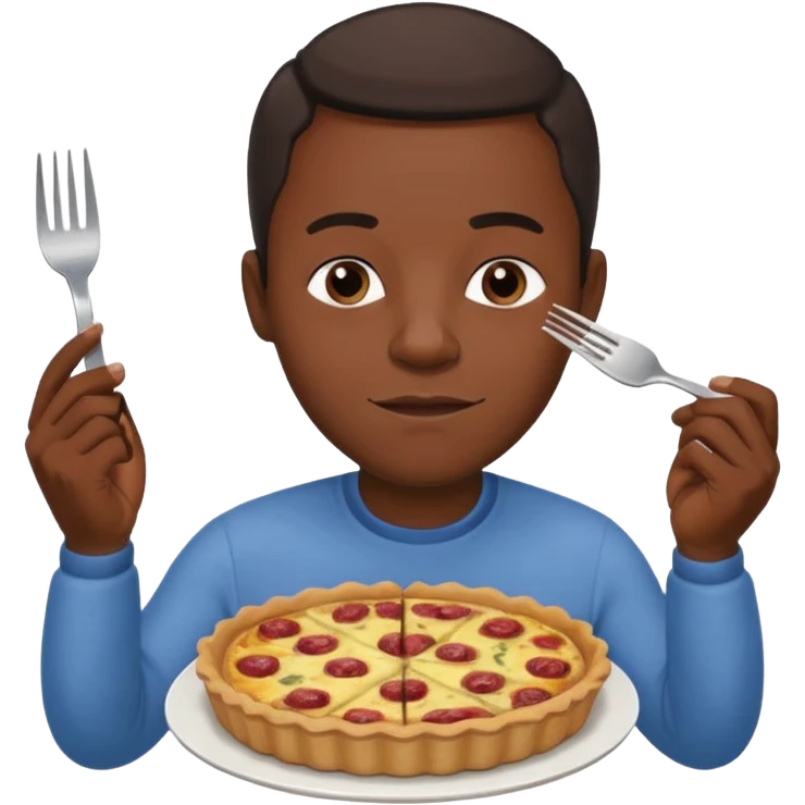 Black man eating a quiche Lorraine emoji