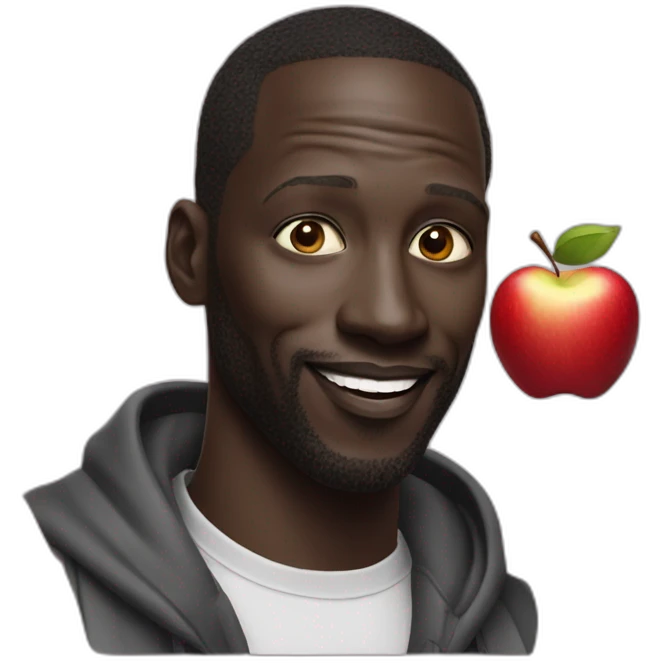 Omar Sy with an apple emoji