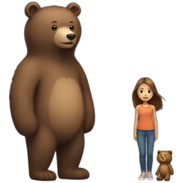 girl standing next to bear emoji
