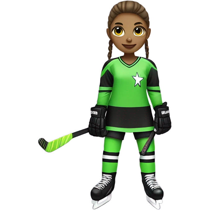 Girl Hockey player neon green gremlin on jersey emoji