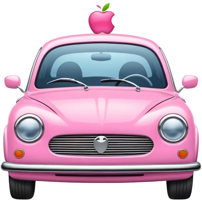 pink car emoji, simple and cheerful, apple style emoji