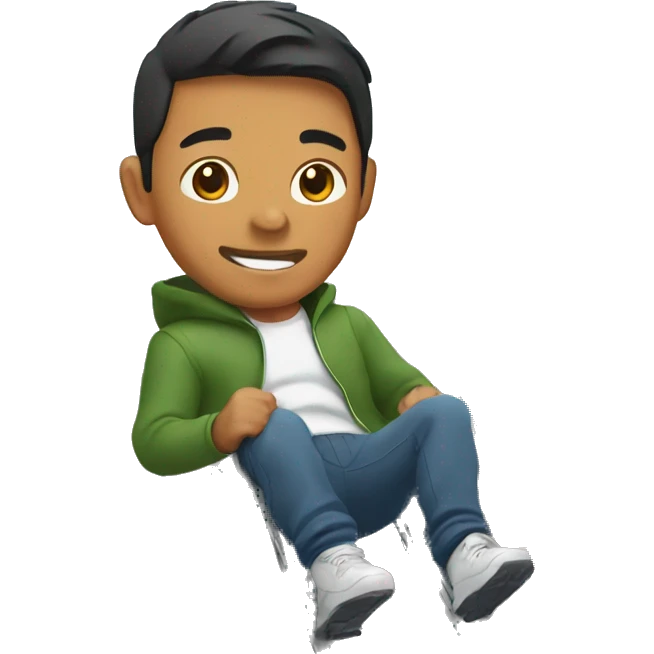Filipino man in hoodie sliding down a slide emoji