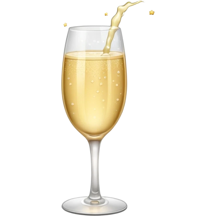 a glass of champagne with sparkling stars emoji