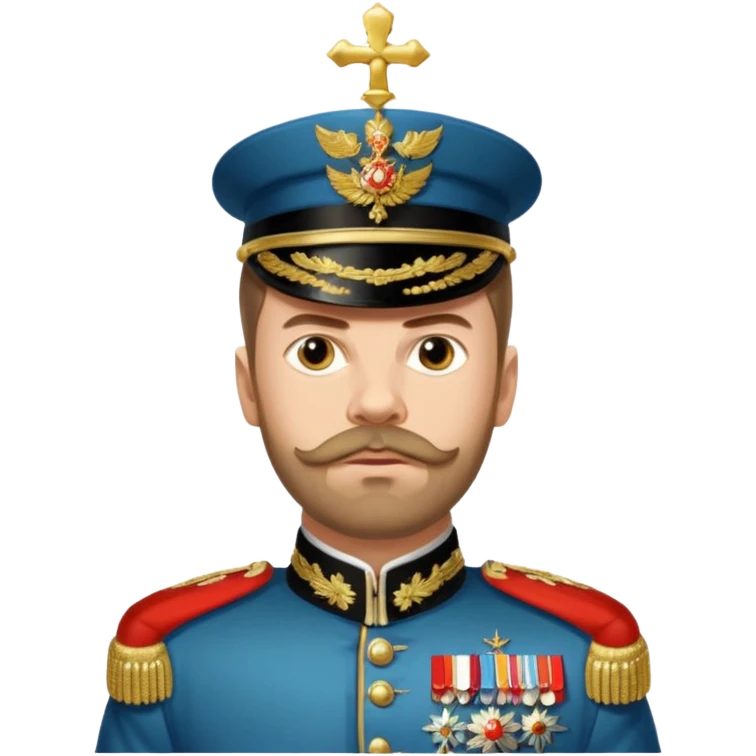 Nicholas II, Russian tsar, ornate military dress, sash emoji