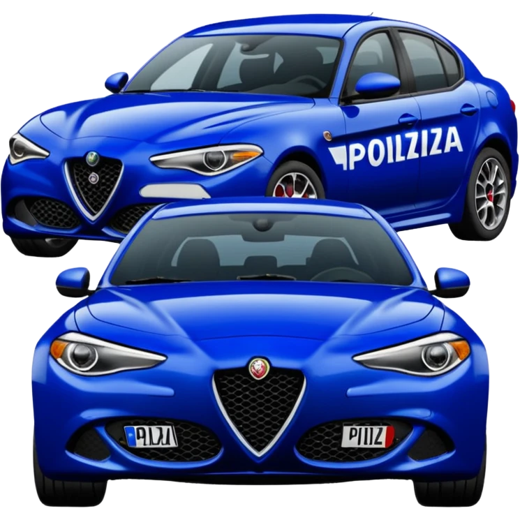 crea auto di servzio alfa romeo giulia tutta blu scuro quasi nero con la scritta sul lato polizia penitenziaria  emoji