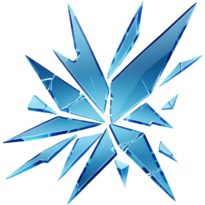 3D render of Broken Glass Shards, forensic investigation aesthetic, sterile clinical lighting, cool blue undertones, sharp high-contrast details, professional clean look. emoji