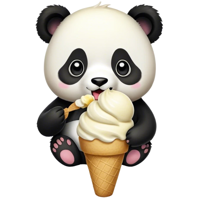 Panda eating ice cream emoji