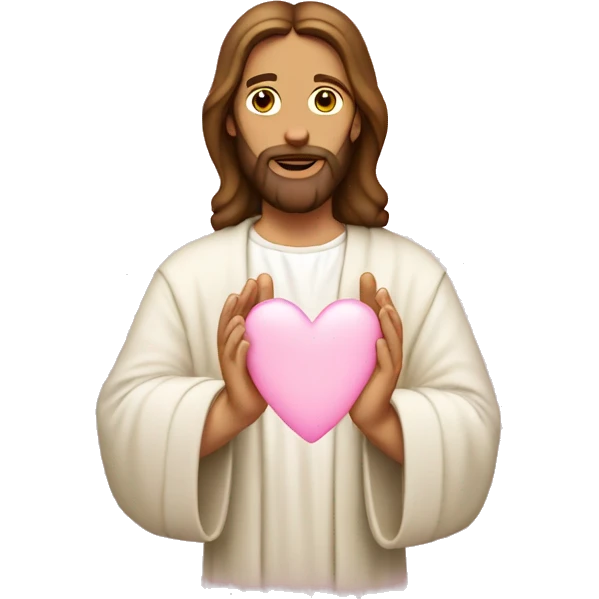 Jesus making light pink heart with hands emoji