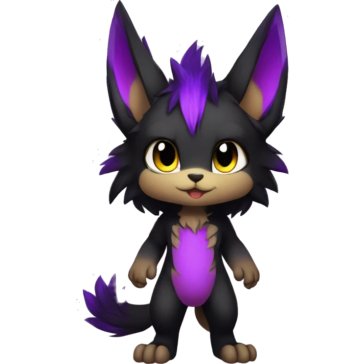 Anthro-Edgy-Cool-Black-Purple-Contrast-Colors-Fantasy-Fur-Sona-Chibi-Shiny-Fakémon-Hybrid full body emoji