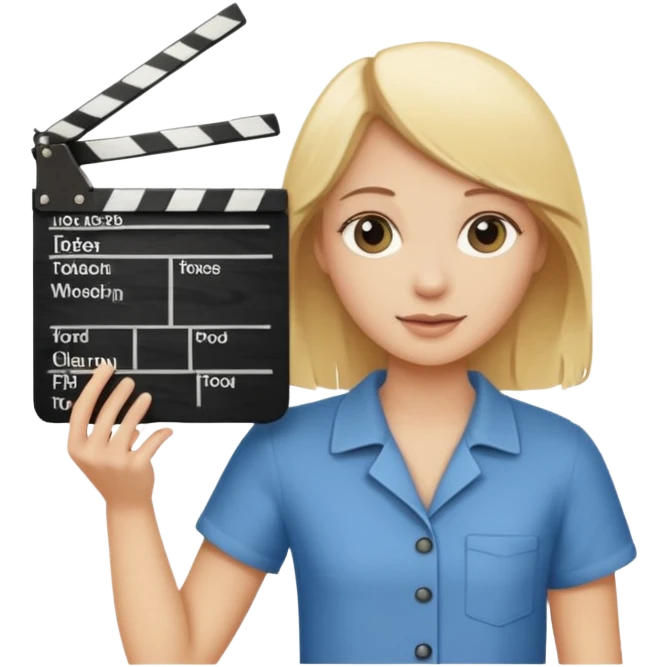 Blonde girl with film clapboard emoji