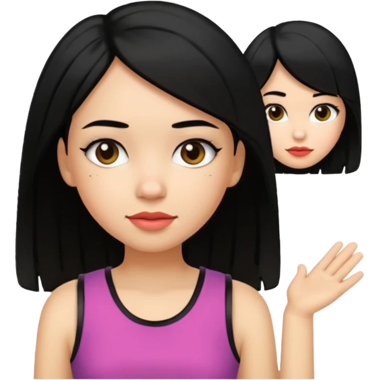 girl In Sleeveless, black hair, funky. emoji
