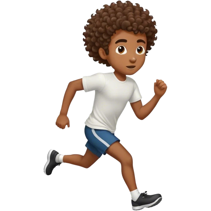 Black boy with half up curly hair running emoji