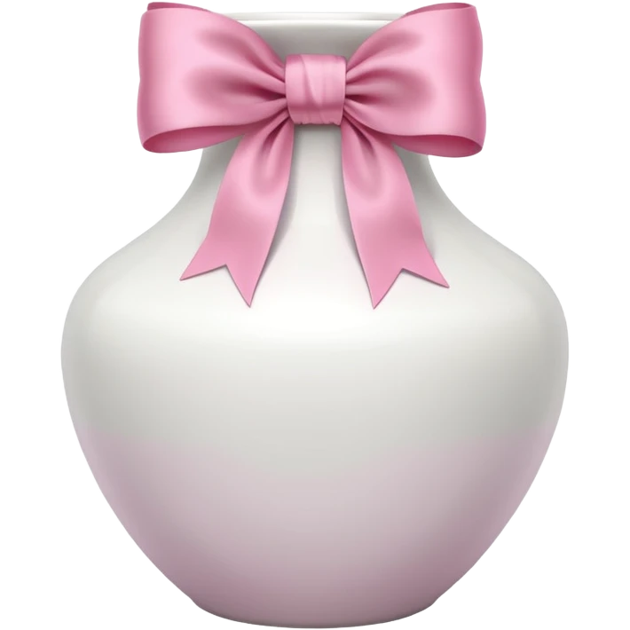 vaso branco com laço rosa sem flores emoji