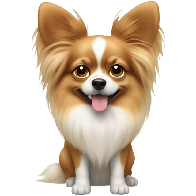 papillon dog with light hair and pomeranian ears emoji