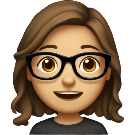 Cute girl with brown hair and glasses emoji