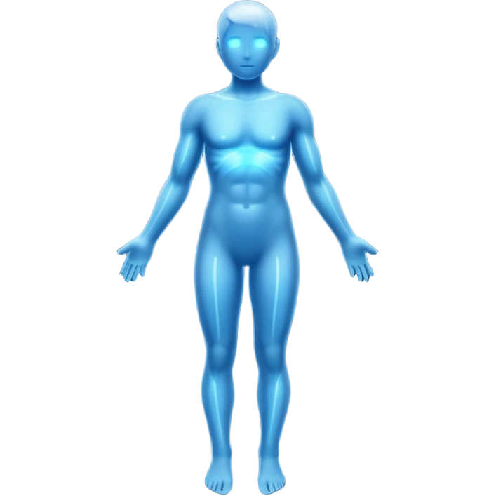 body silhouette with shining lines around emoji