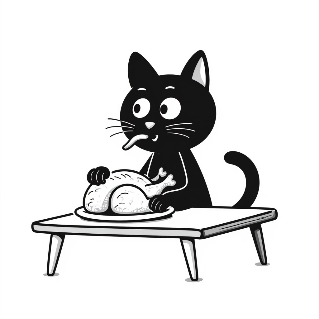 cat eating chicken emoji